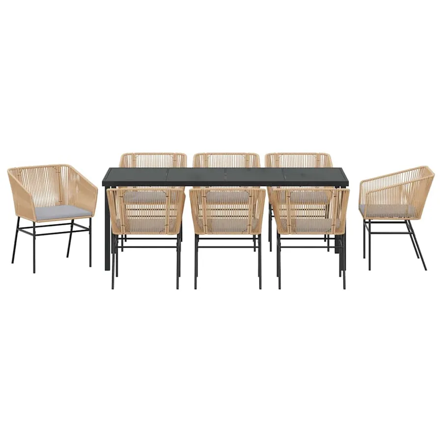 Ensemble de salle à manger pour jardin 9 pcs Marron - 7