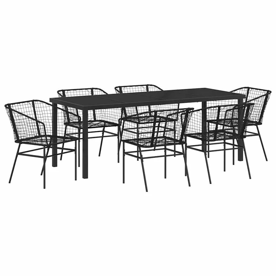 Ensemble de salle à manger pour jardin 7 pcs Noir polyrotin - 2