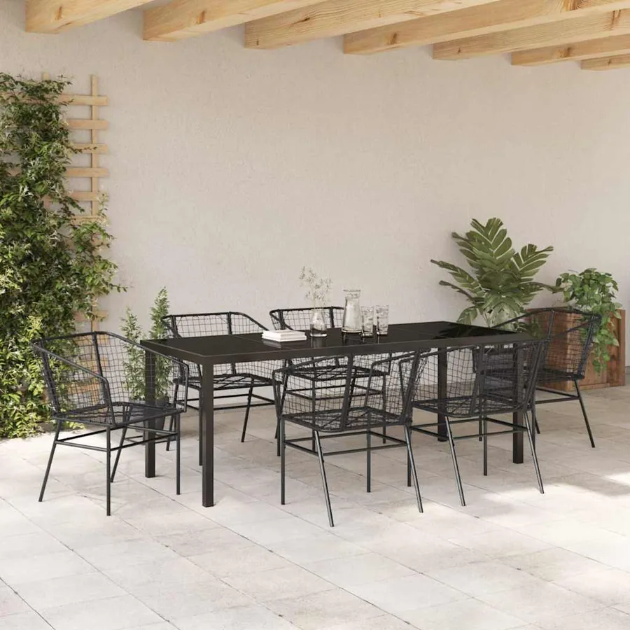 Ensemble de salle à manger pour jardin 7 pcs Noir polyrotin - 4