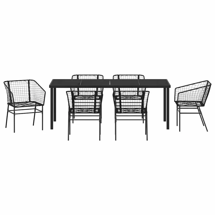 Ensemble de salle à manger pour jardin 7 pcs Noir polyrotin - 7