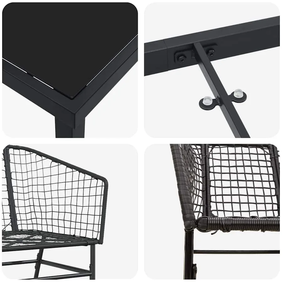 Ensemble de salle à manger pour jardin 7 pcs Noir polyrotin - 9