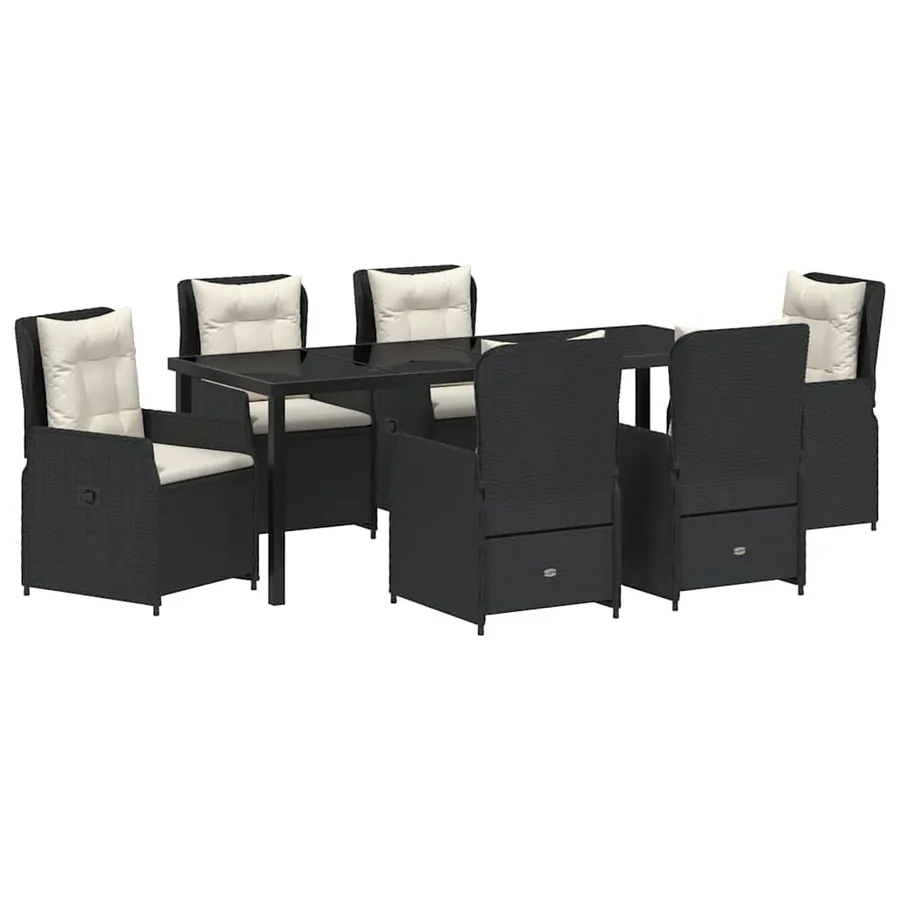 Ensemble de salle à manger pour jardin 7 pcs Noir polyrotin - 2