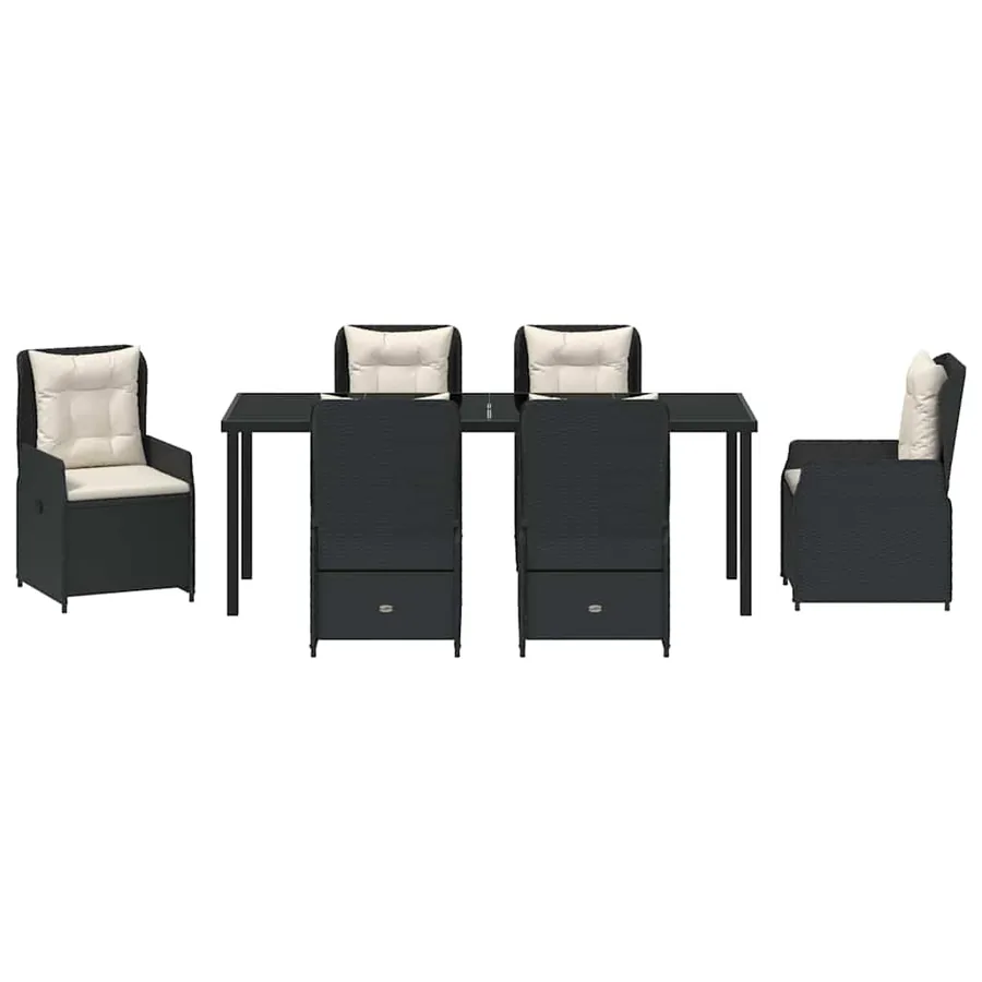 Ensemble de salle à manger pour jardin 7 pcs Noir polyrotin - 7