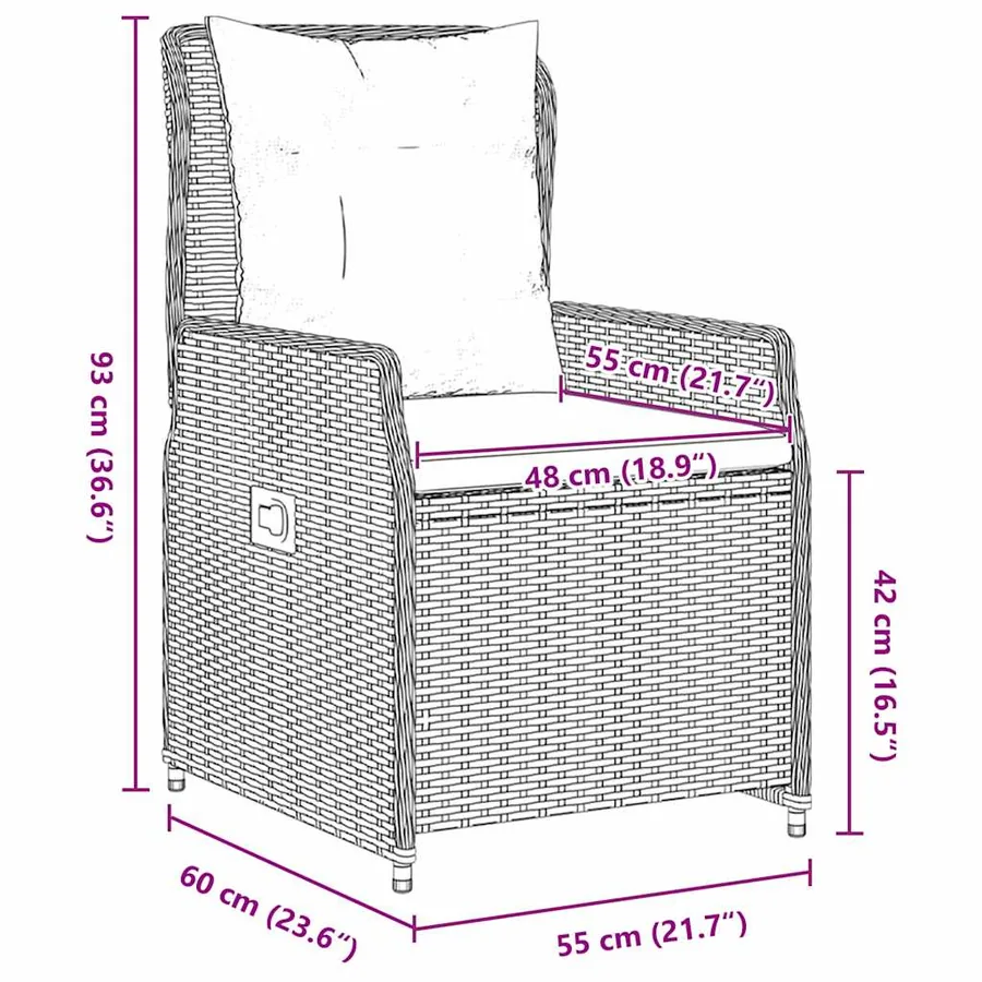 Ensemble de salle à manger pour jardin 9 pcs Gris polyrotin - 8