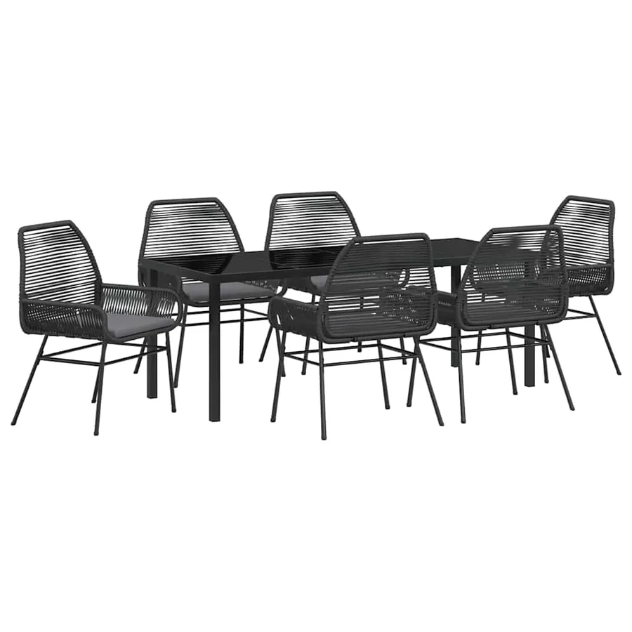 Ensemble de salle à manger pour jardin 7 pcs Noir polyrotin - 2