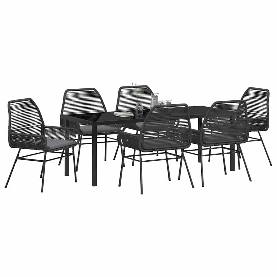 Ensemble de salle à manger pour jardin 7 pcs Noir polyrotin - 3