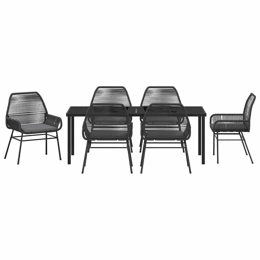 Ensemble de salle à manger pour jardin 7 pcs Noir polyrotin - 7