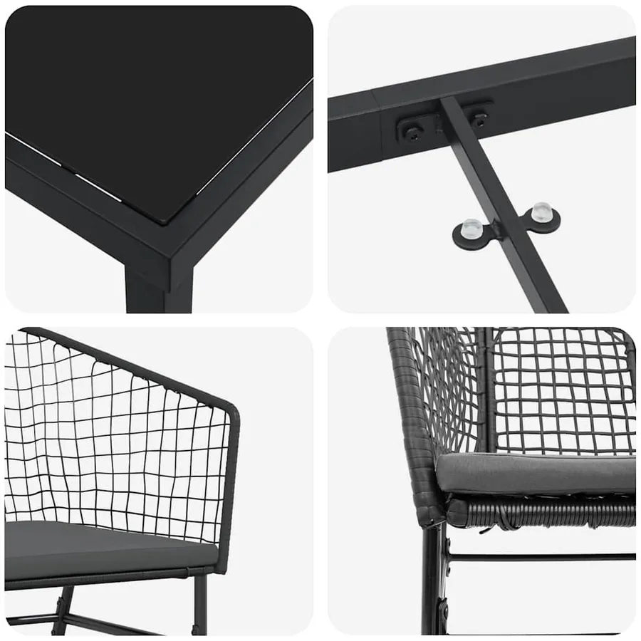 Ensemble de salle à manger pour jardin 9 pcs Noir polyrotin - 9