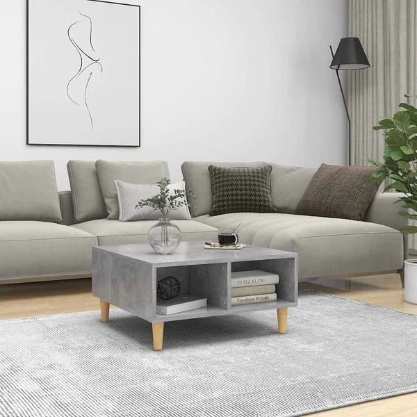 Table basse gris béton 60x60x30 cm bois d'ingénierie