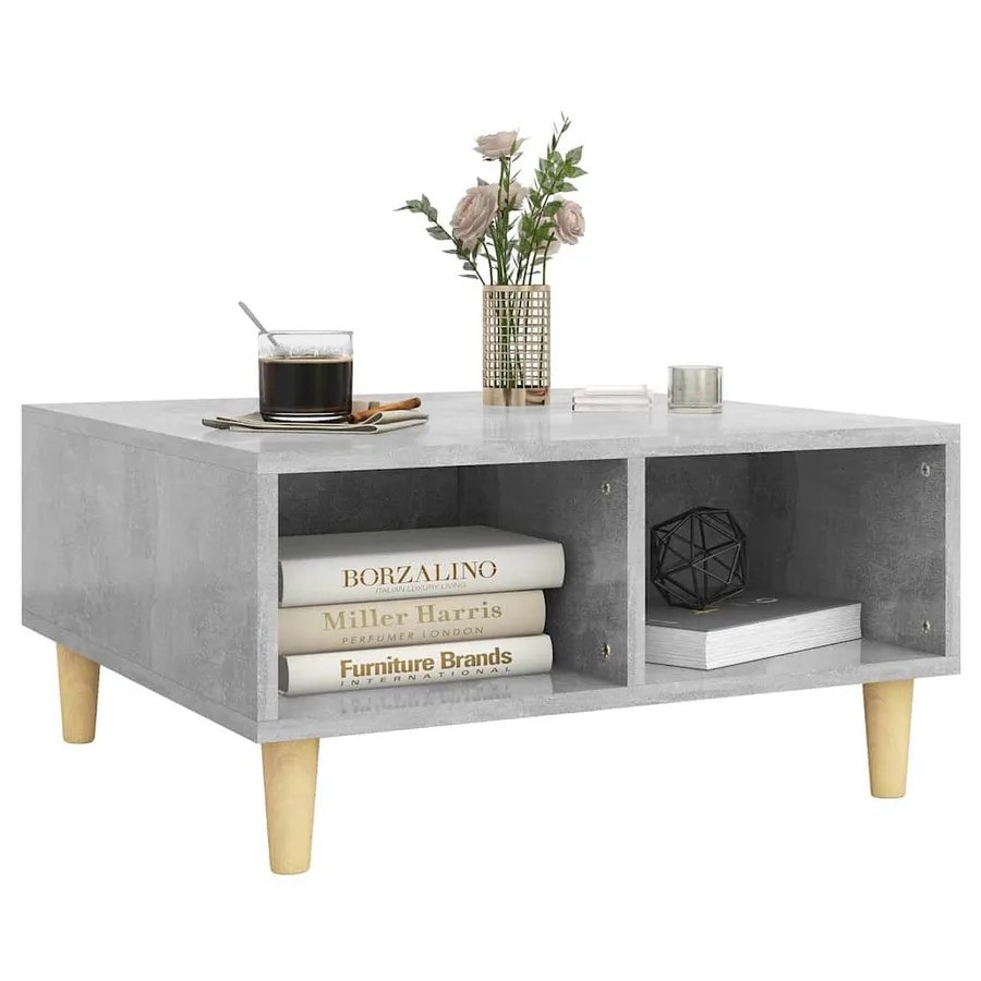 Table basse gris béton 60x60x30 cm bois d'ingénierie - 3