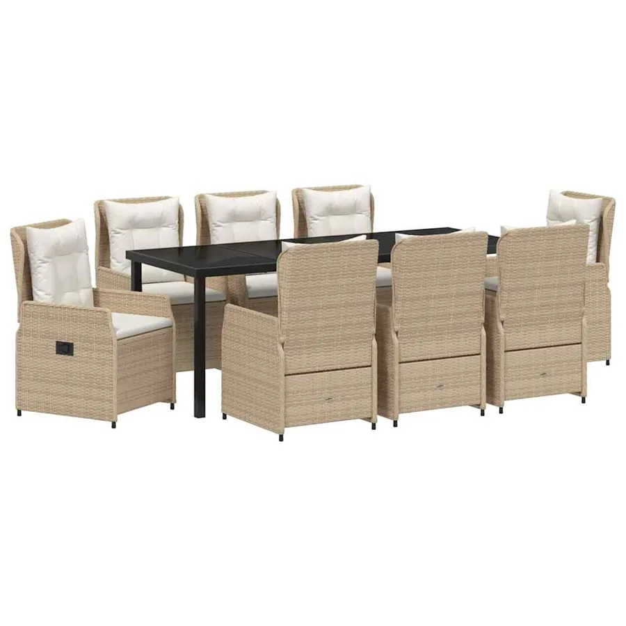 Ensemble de salle à manger pour jardin 9 pcs polyrotin - 2