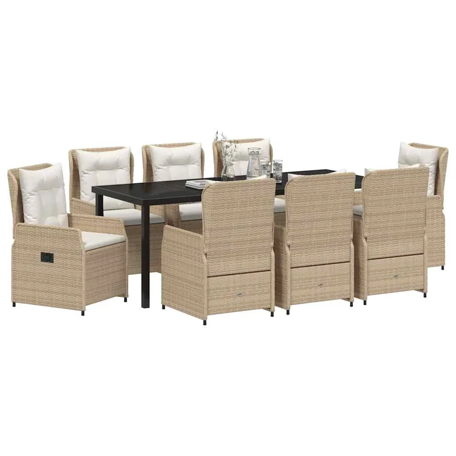 Ensemble de salle à manger pour jardin 9 pcs polyrotin - 3