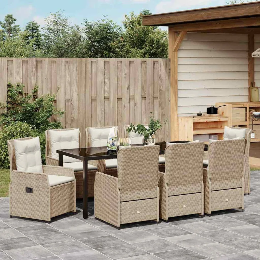 Ensemble de salle à manger pour jardin 9 pcs polyrotin - 4