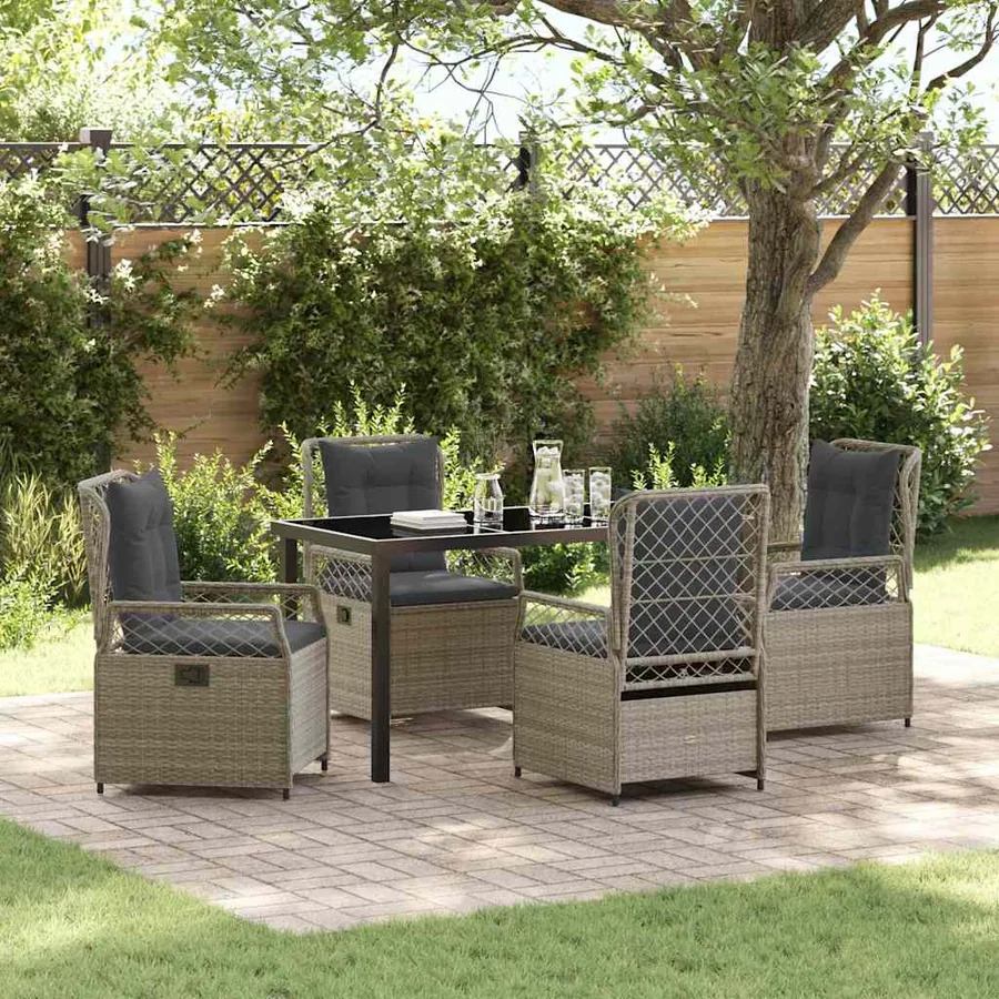 Ensemble de salle à manger pour jardin 5 pcs Gris clair