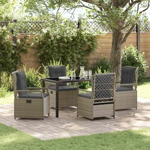 Ensemble de salle à manger pour jardin 5 pcs Gris clair