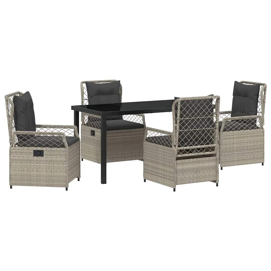 Ensemble de salle à manger pour jardin 5 pcs Gris clair - 2