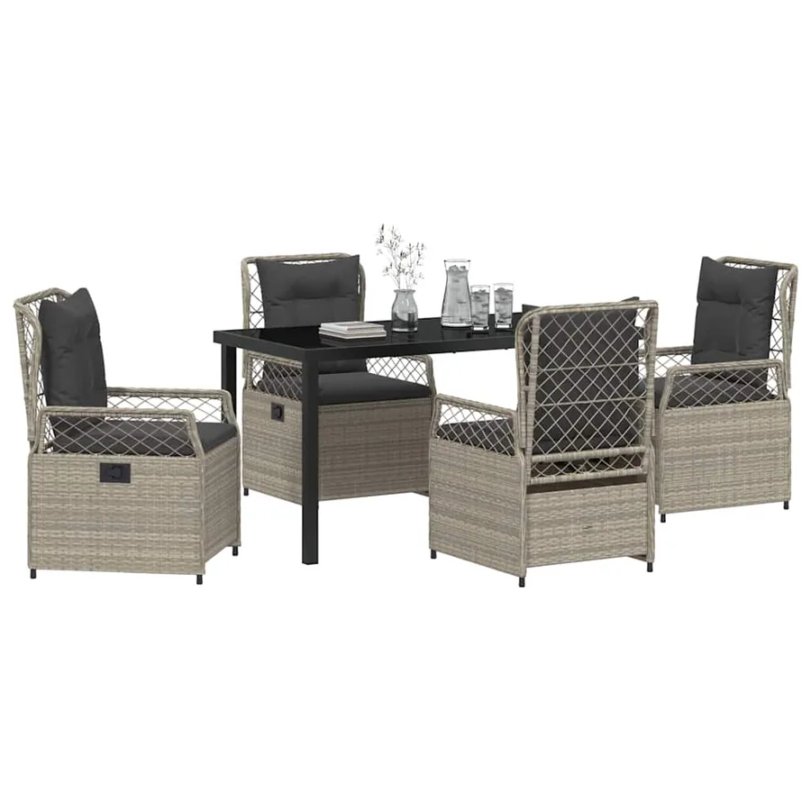 Ensemble de salle à manger pour jardin 5 pcs Gris clair - 3