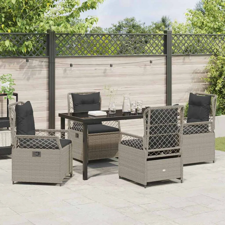 Ensemble de salle à manger pour jardin 5 pcs Gris clair - 4