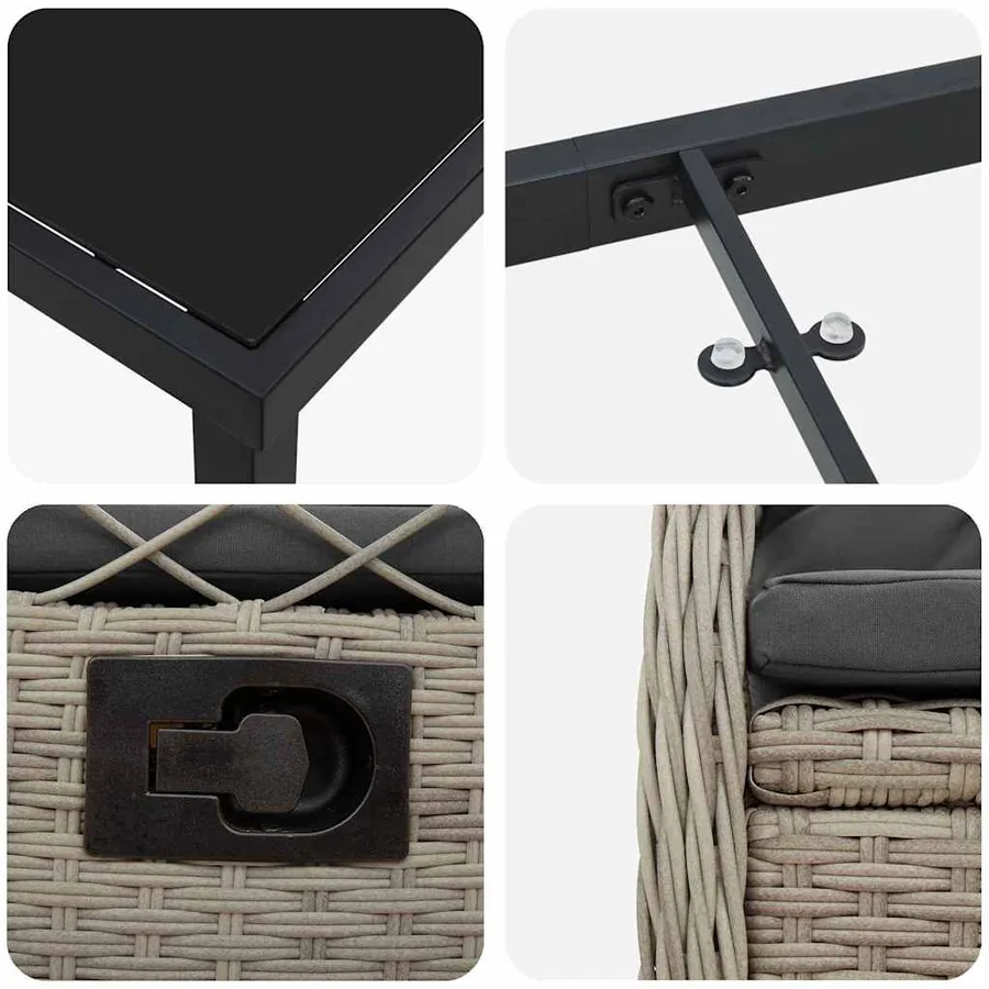 Ensemble de salle à manger pour jardin 5 pcs Gris clair - 9