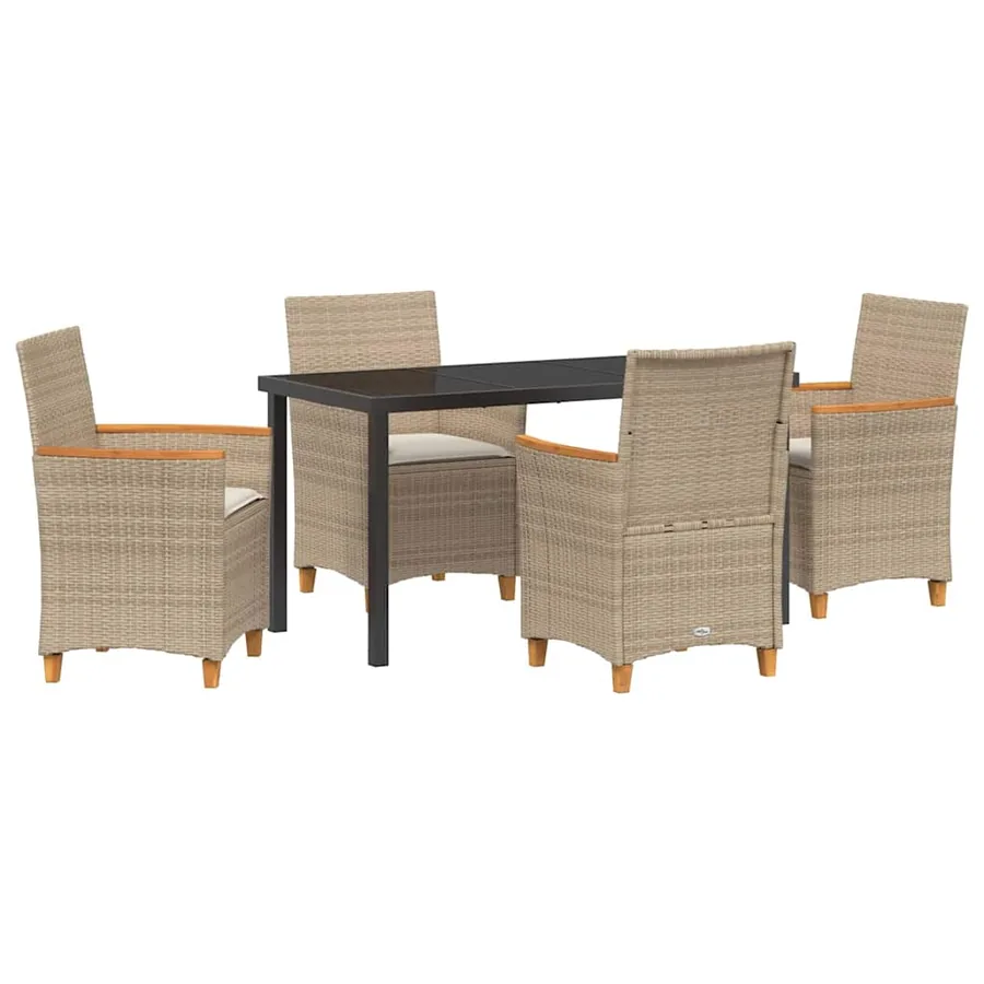 Ensemble de salle à manger pour jardin 5 pcs Beige polyrotin - 2
