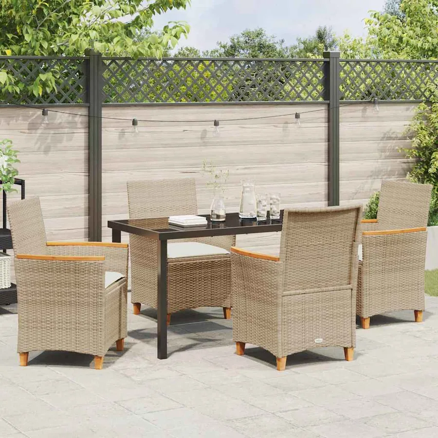 Ensemble de salle à manger pour jardin 5 pcs Beige polyrotin - 4