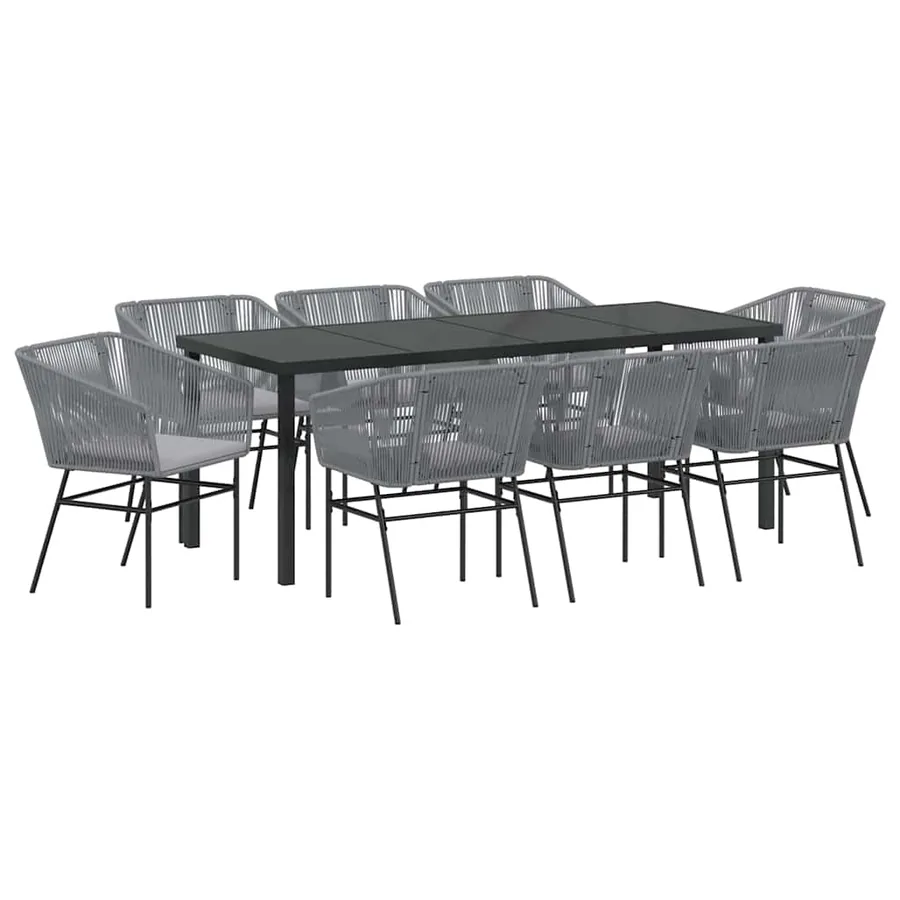 Ensemble de salle à manger pour jardin avec coussin 9 pcs Gris - 2