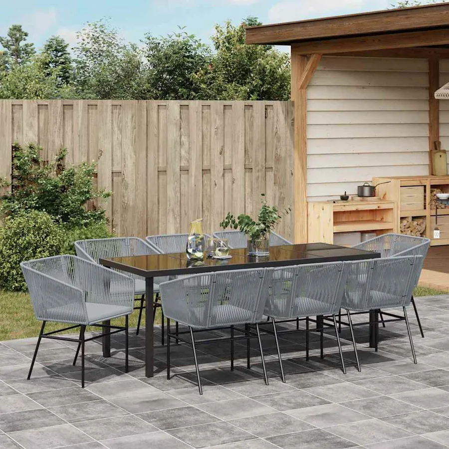 Ensemble de salle à manger pour jardin avec coussin 9 pcs Gris - 4