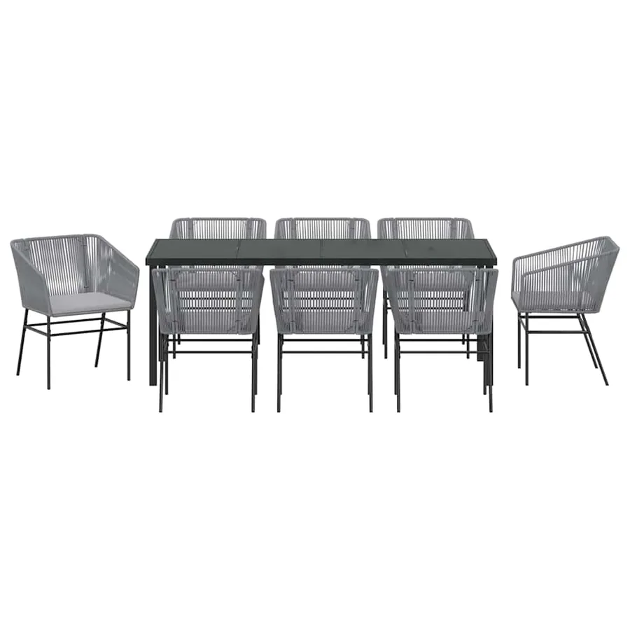 Ensemble de salle à manger pour jardin avec coussin 9 pcs Gris - 7