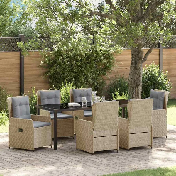 Ensemble de salle à manger pour jardin 7 pcs polyrotin
