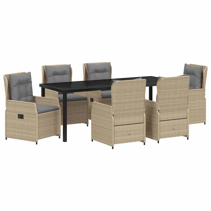 Ensemble de salle à manger pour jardin 7 pcs polyrotin - 2
