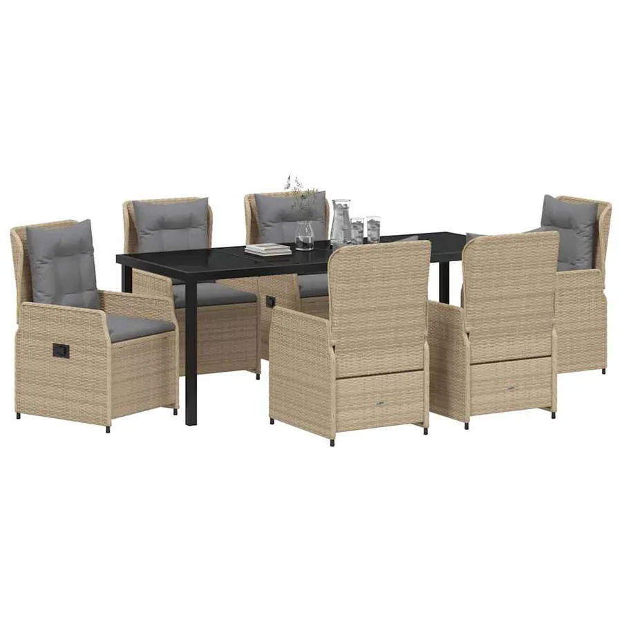 Ensemble de salle à manger pour jardin 7 pcs polyrotin - 3