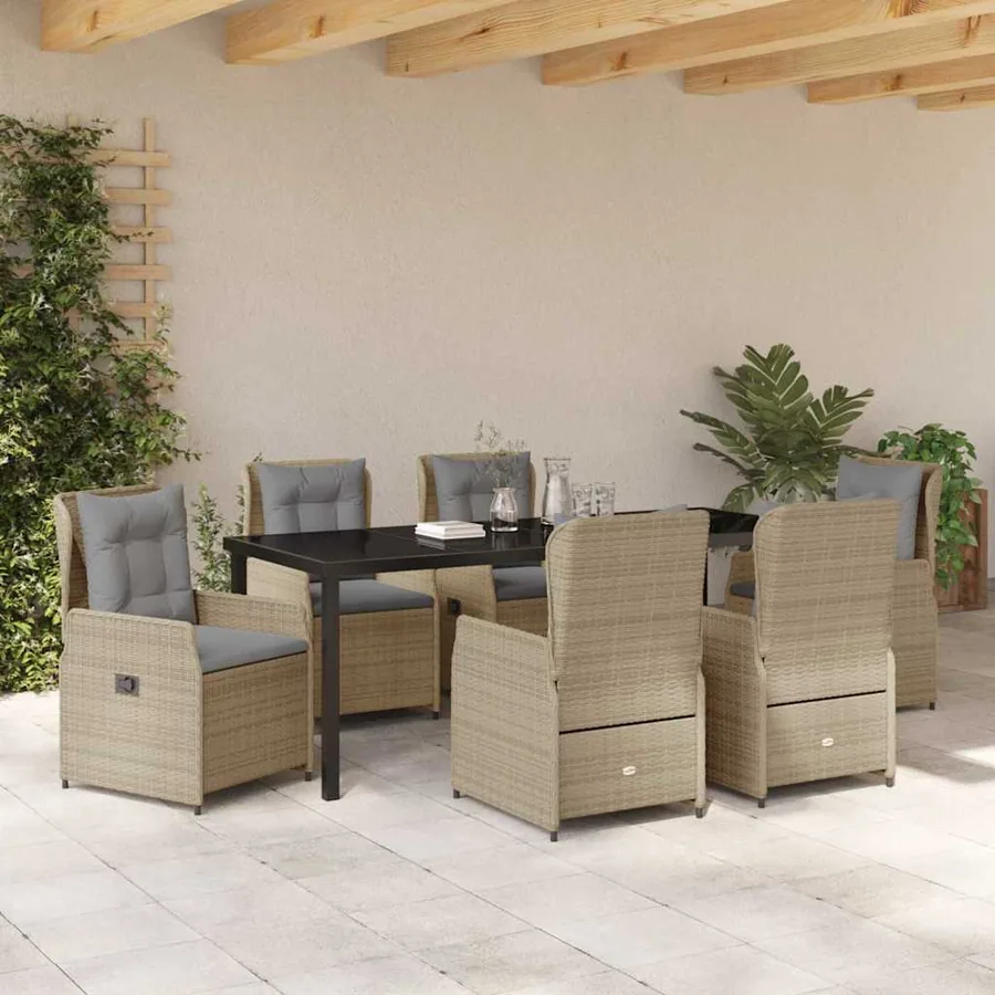 Ensemble de salle à manger pour jardin 7 pcs polyrotin - 4