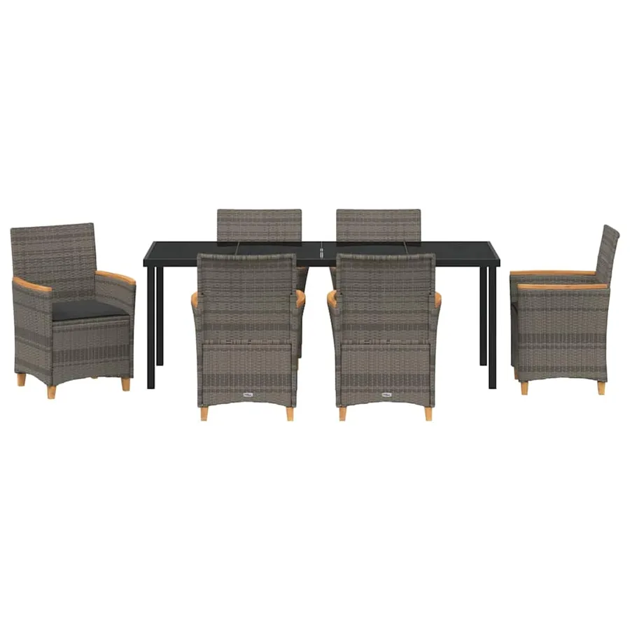 Ensemble de salle à manger pour jardin 7 pcs Gris polyrotin - 7