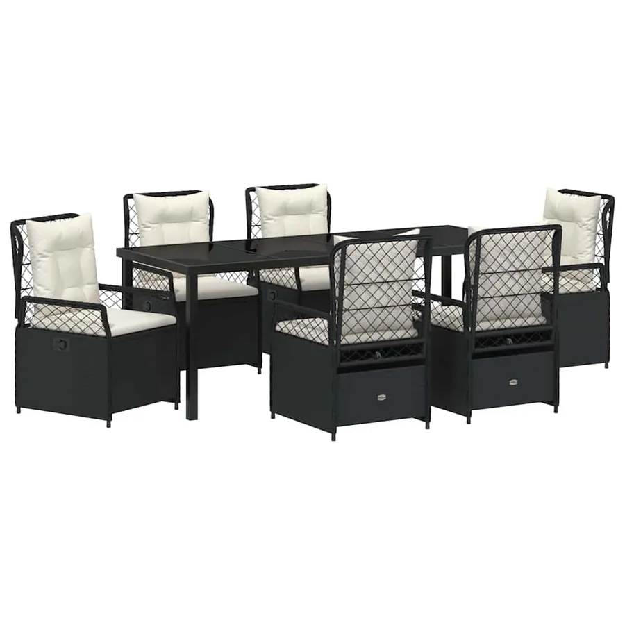 Ensemble de salle à manger pour jardin 7 pcs Noir polyrotin - 2