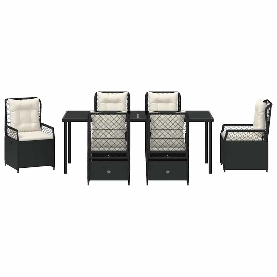 Ensemble de salle à manger pour jardin 7 pcs Noir polyrotin - 7