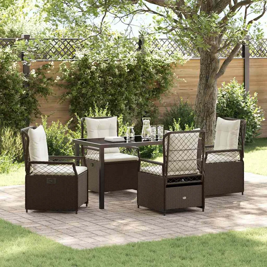 Ensemble de salle à manger pour jardin 5 pcs Marron polyrotin