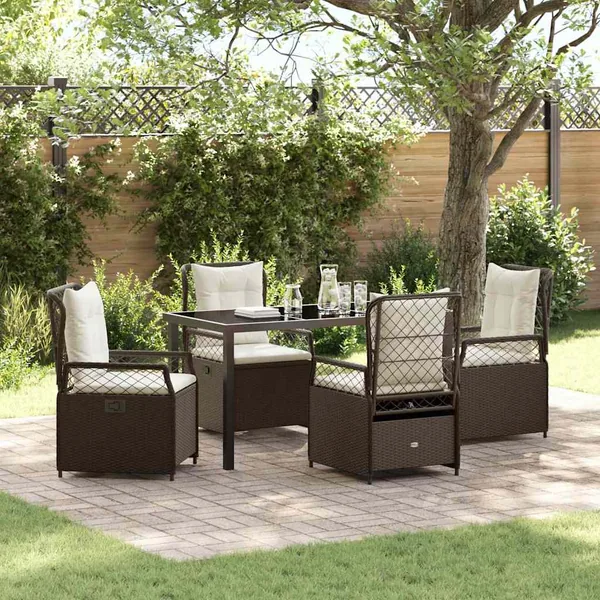 Ensemble de salle à manger pour jardin 5 pcs Marron polyrotin