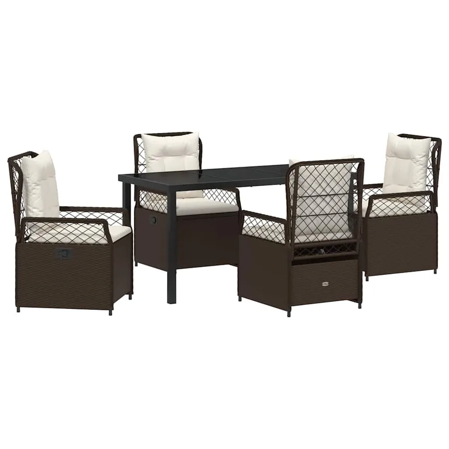 Ensemble de salle à manger pour jardin 5 pcs Marron polyrotin - 2