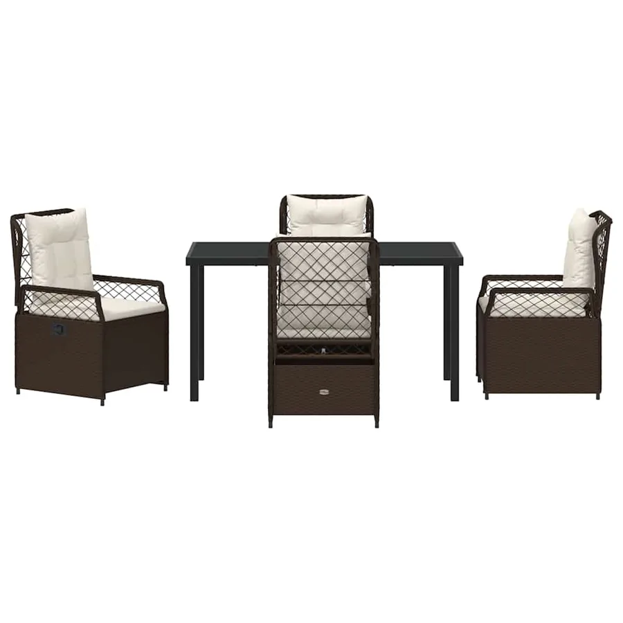 Ensemble de salle à manger pour jardin 5 pcs Marron polyrotin - 7