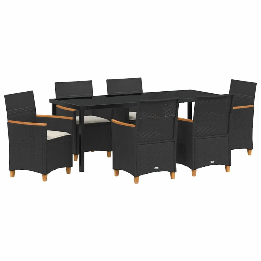 Ensemble de salle à manger pour jardin 7 pcs Noir polyrotin - 2