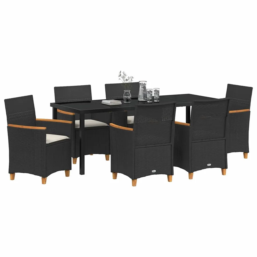 Ensemble de salle à manger pour jardin 7 pcs Noir polyrotin - 3