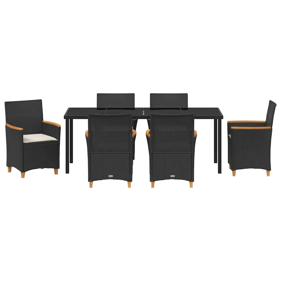 Ensemble de salle à manger pour jardin 7 pcs Noir polyrotin - 7