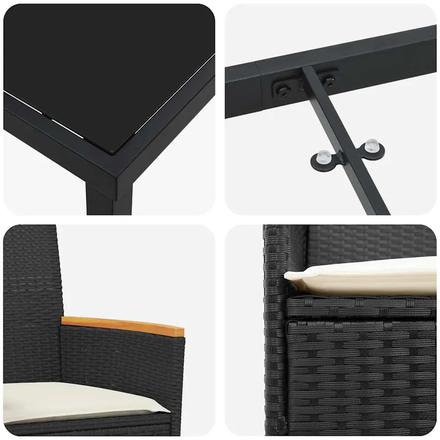Ensemble de salle à manger pour jardin 7 pcs Noir polyrotin - 9