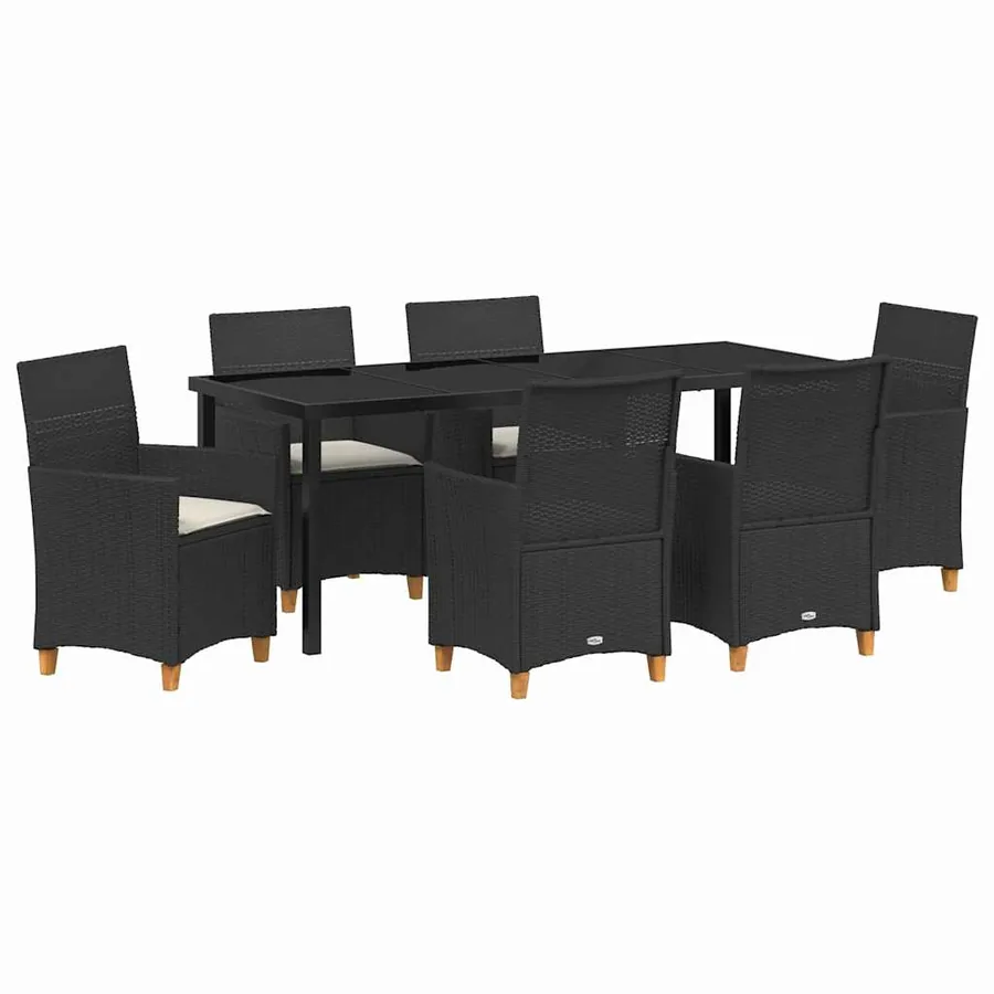 Ensemble de salle à manger pour jardin 7 pcs Noir polyrotin - 2