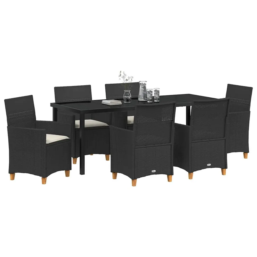 Ensemble de salle à manger pour jardin 7 pcs Noir polyrotin - 3