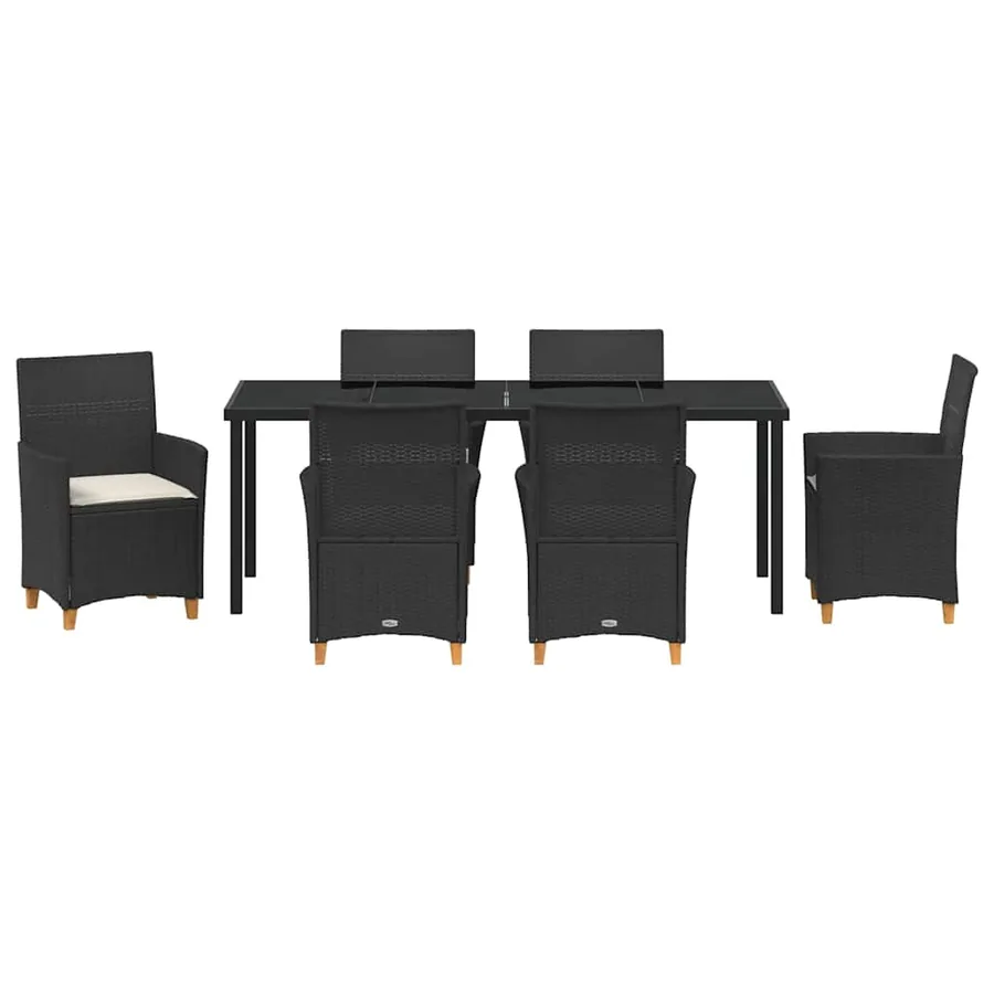 Ensemble de salle à manger pour jardin 7 pcs Noir polyrotin - 7
