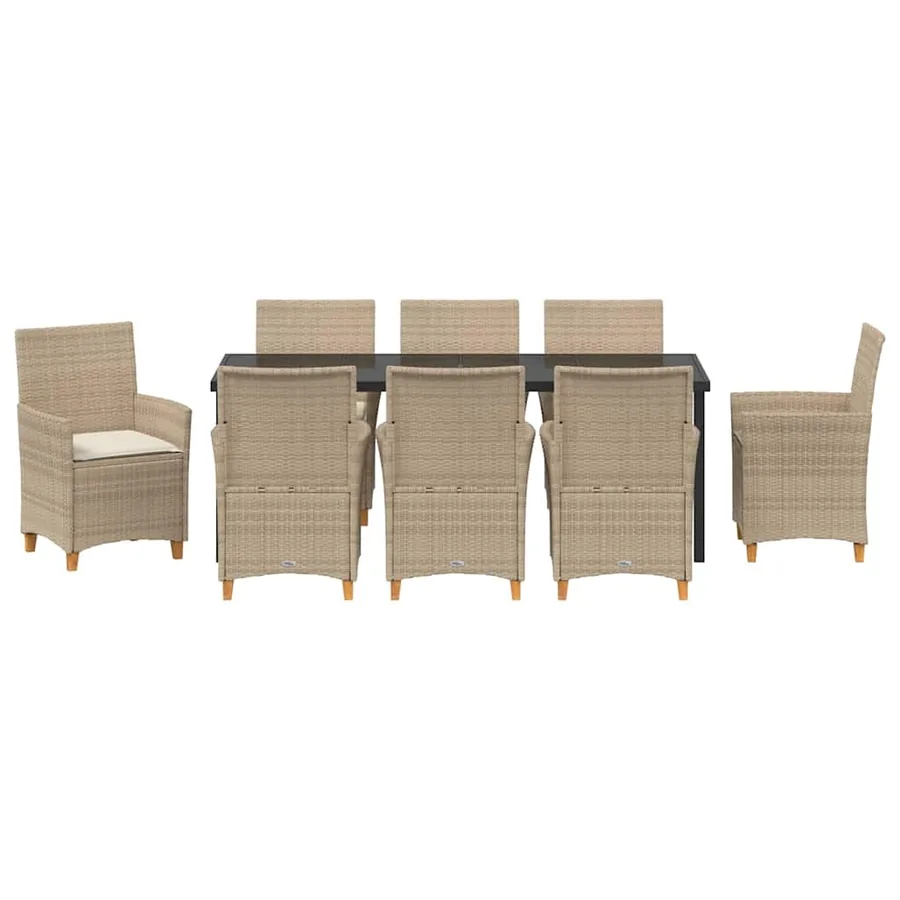 Ensemble de salle à manger pour jardin 9 pcs Beige polyrotin - 7
