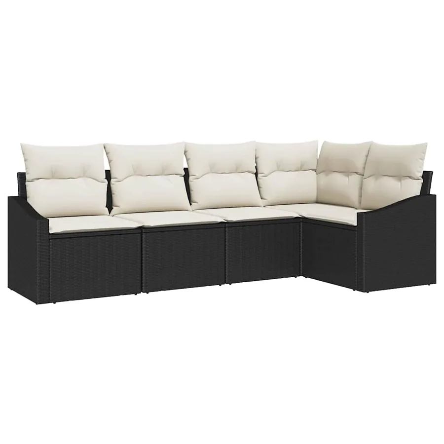 Ensemble de Canapés avec coussin 5 pcs Noir polyrotin - 2