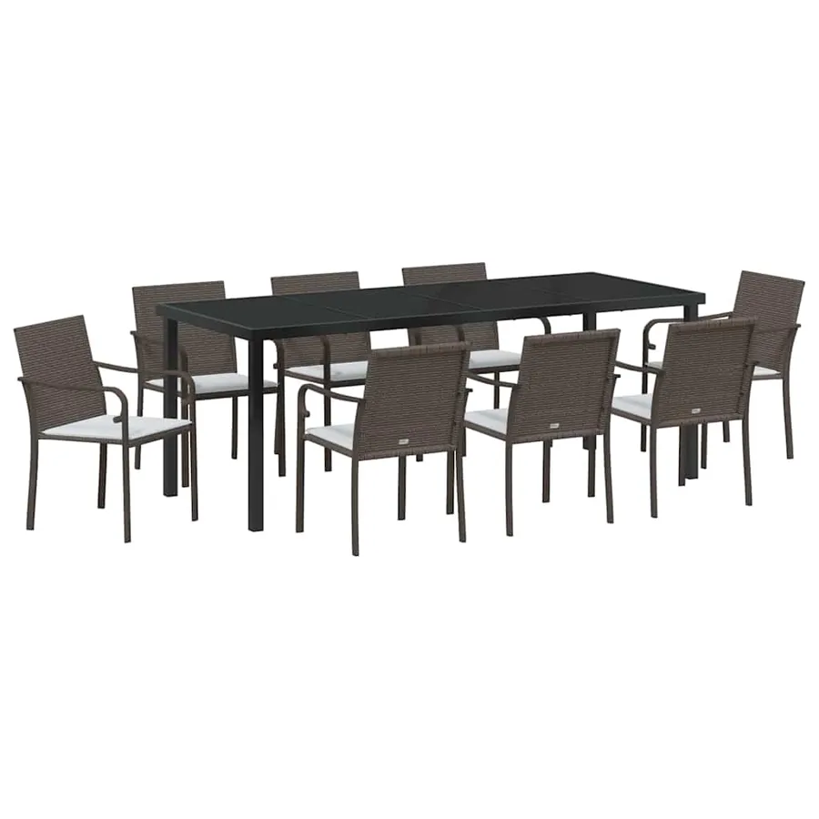 Ensemble de salle à manger pour jardin 9 pcs Marron et Noir - 2