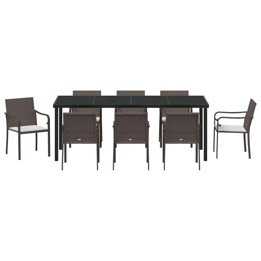 Ensemble de salle à manger pour jardin 9 pcs Marron et Noir - 7